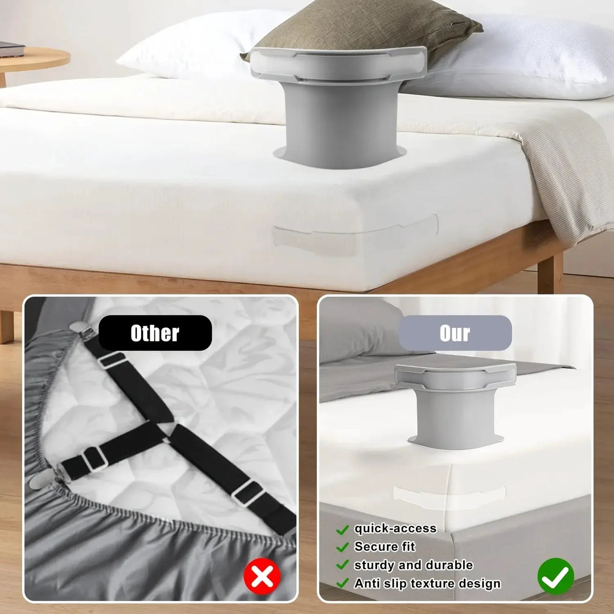 Bedsheet Clips | Heavy Duty Adjustable | Invisible Grip | 4 Pack