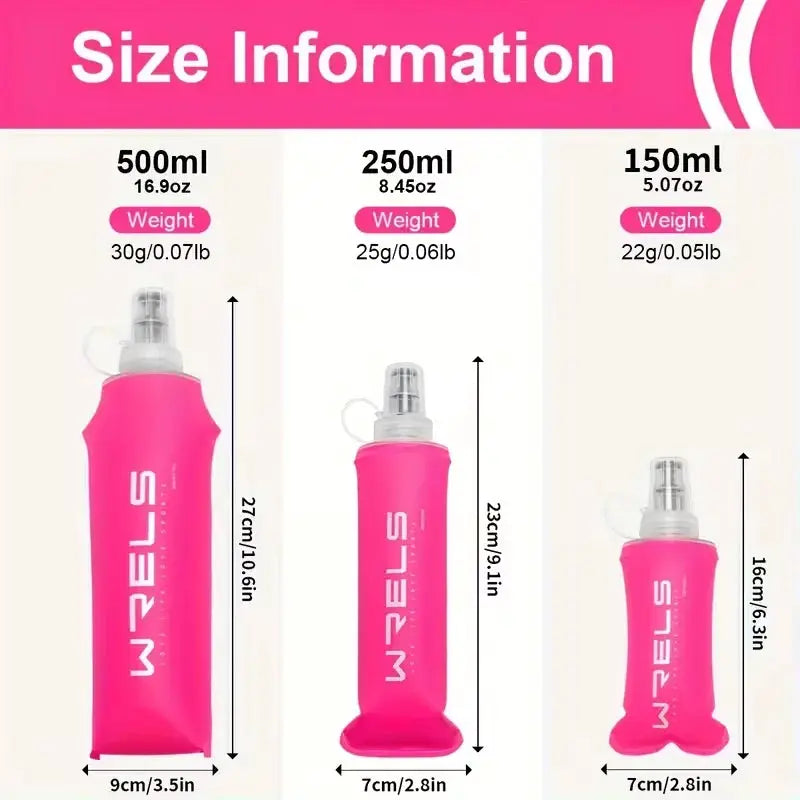 WRELS Collapsible Folding Water Bottle TPU BPA-Free Outdoor Sport Marathon Leak Proof Soft Flask Running Hydration Water Bottle from PriceLows™