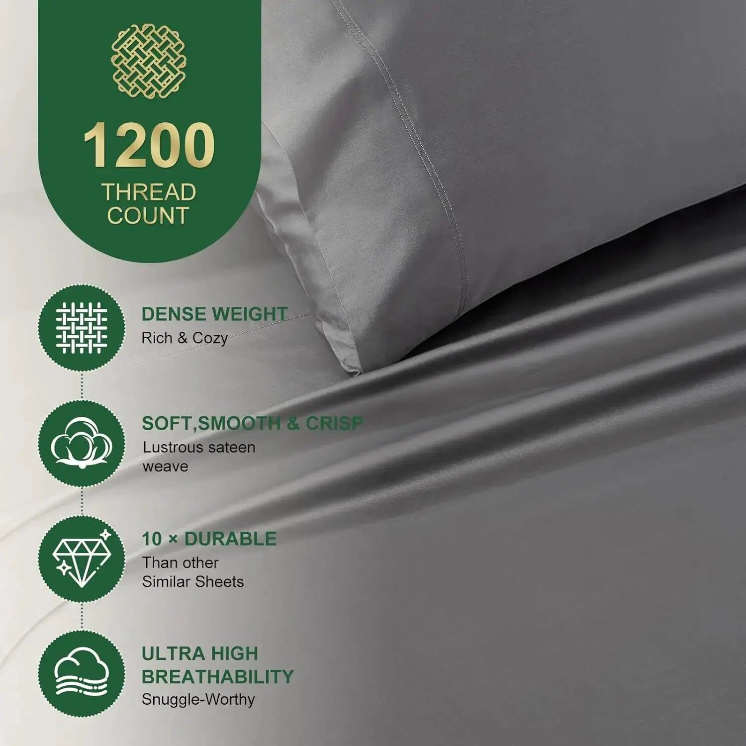 Egyptian Cotton Sheets Queen Size 6 Piece Set - 1200 Thread Count Deep Pocket Breathable Cooling Bed Sheets from PriceLows™