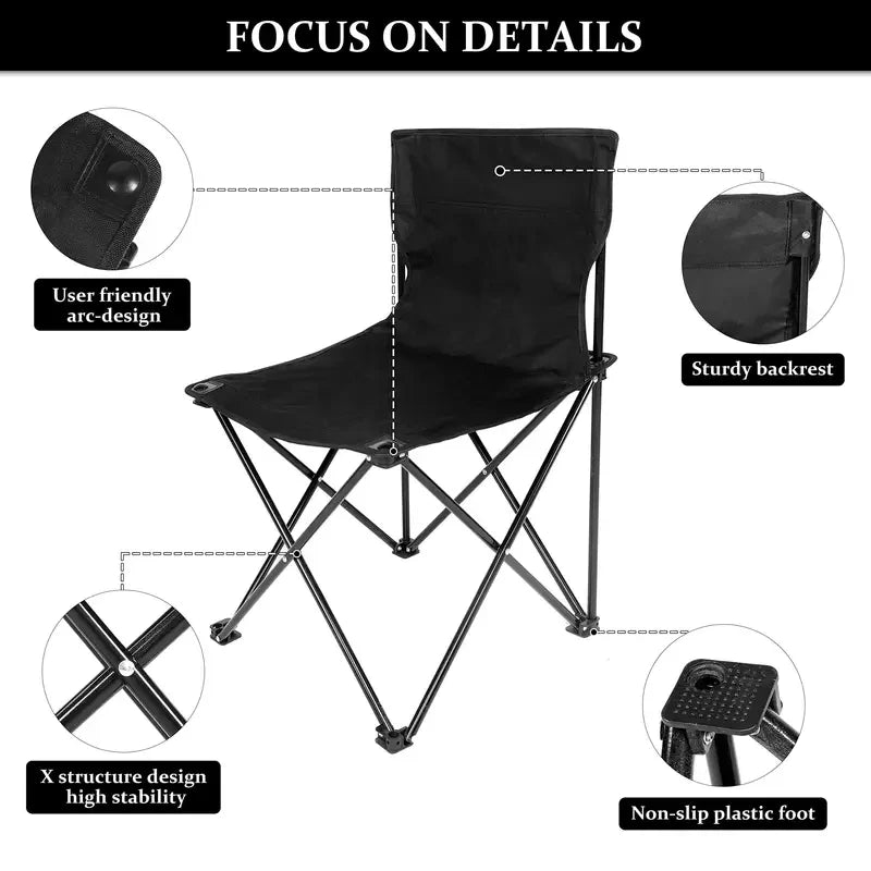 Outdoor Foldable Chair | Oxford Cloth Seat | Side Pocket | 12x60cm