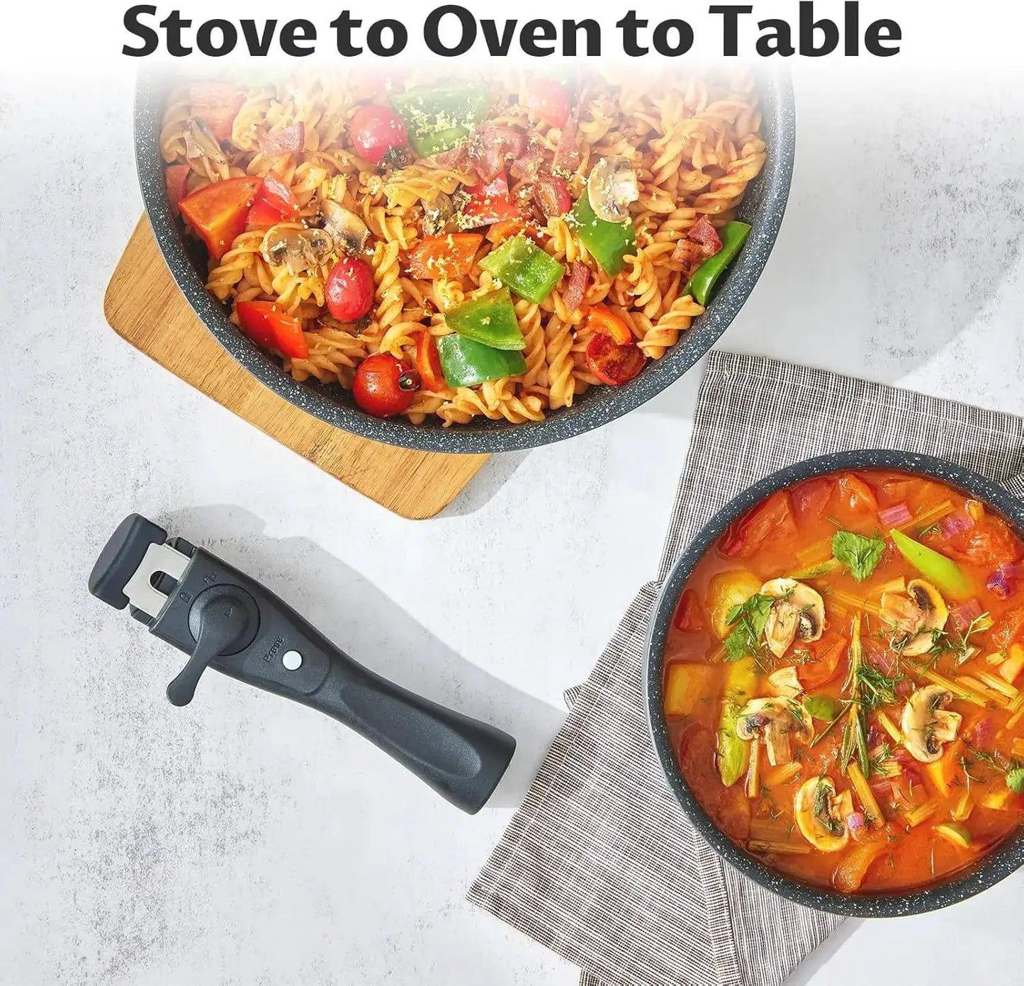 10-Piece Nonstick Pots and Pans Set, Removable Handles, Induction Compatible, Stackable, Dishwasher & Oven Safe from PriceLows™