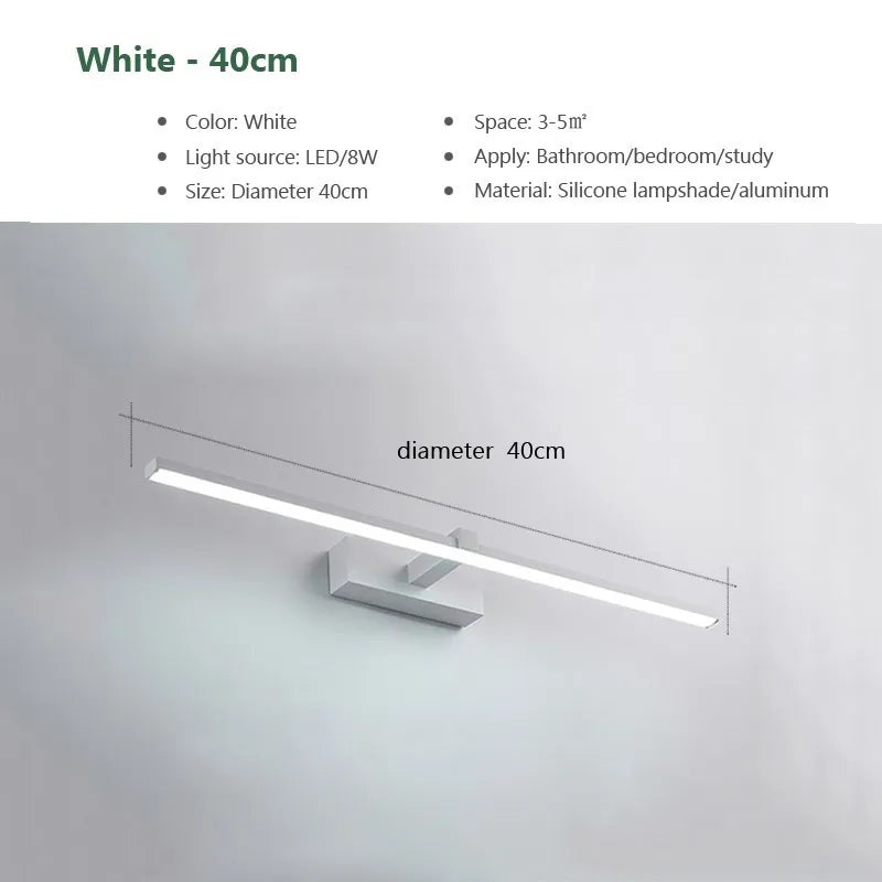 LED Mirror Lights | Wall Mounted Bath Lamp | Waterproof Iron | Black White