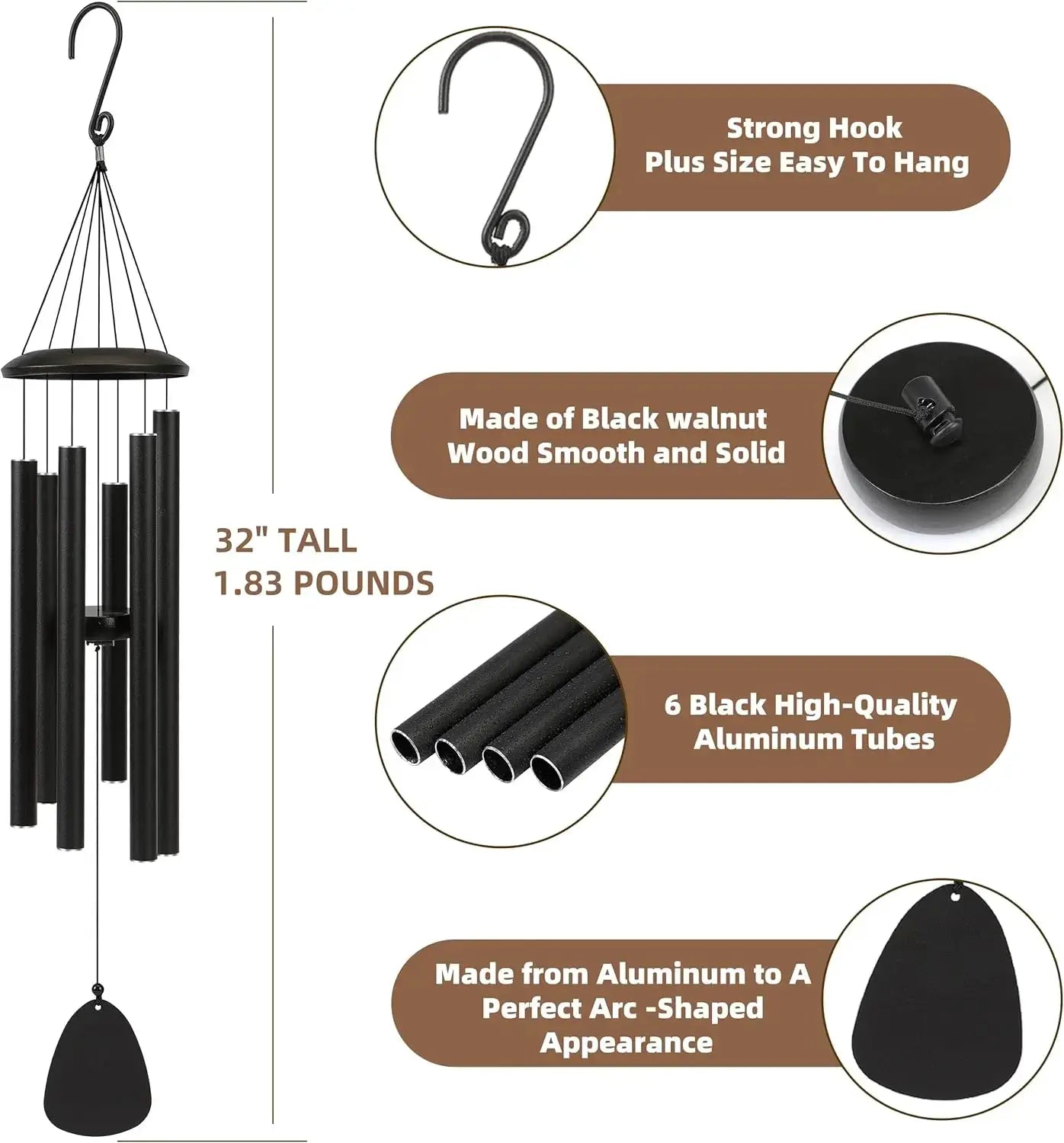 26 Inch Outdoor Wind Chimes Create an Atmosphere for Outdoor Decoration of Farmhouses Terraces Gardens Front Porch and Balconies from PriceLows™