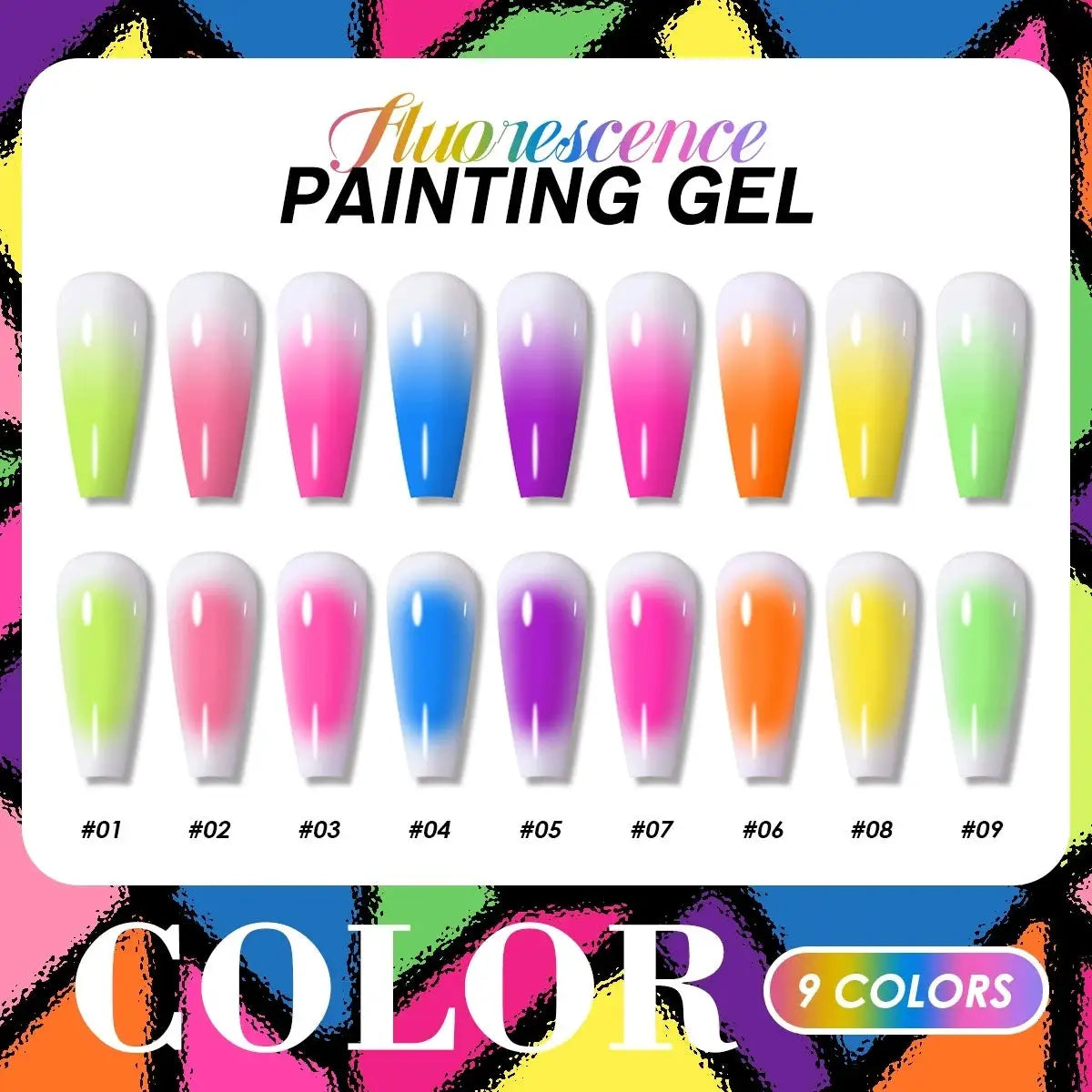 1pc Nine grid fluorescent pat gel transfer gel rainbow bright colors high saturation UV&LED nail polish gel salon DIY Y2K INS from PriceLows™