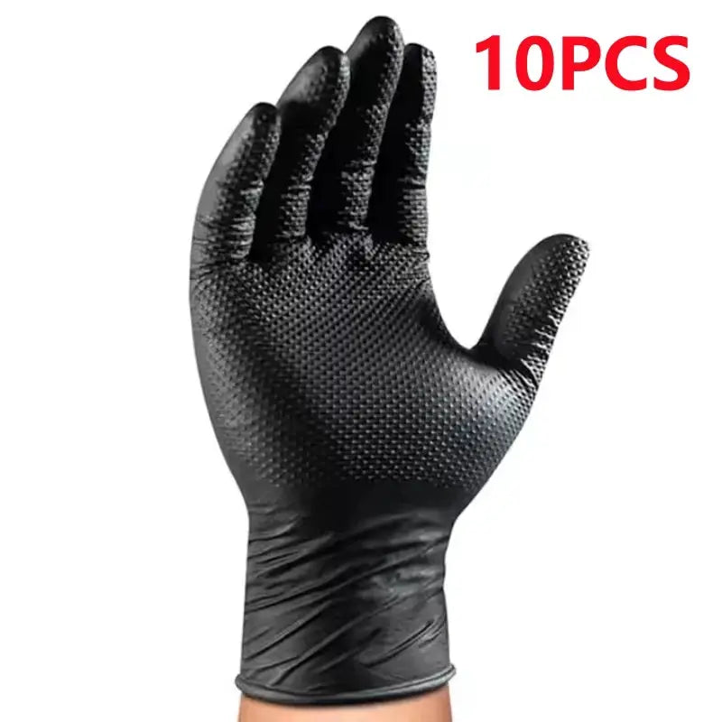 Industrial Black Nitrile Gloves 8mil Heavy Duty Disposable Gloves with Diamond Textured Latex Free Mechanic Tattoo Auto Gloves from PriceLows™