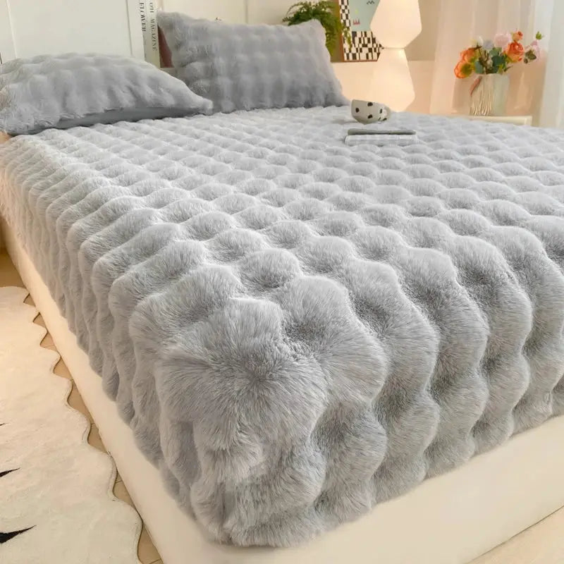 Fitted Bed Sheet | Plush Winter Warm | Solid Color | Full To King