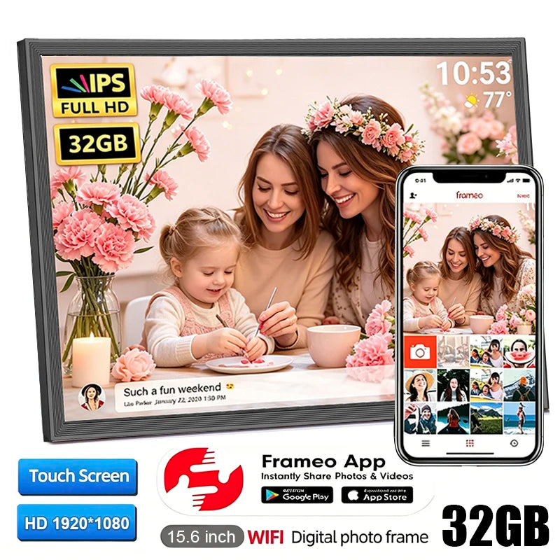 Digital Picture Frame | 15.6 Inch Display | 1920x1080 HD | 32GB, WiFi