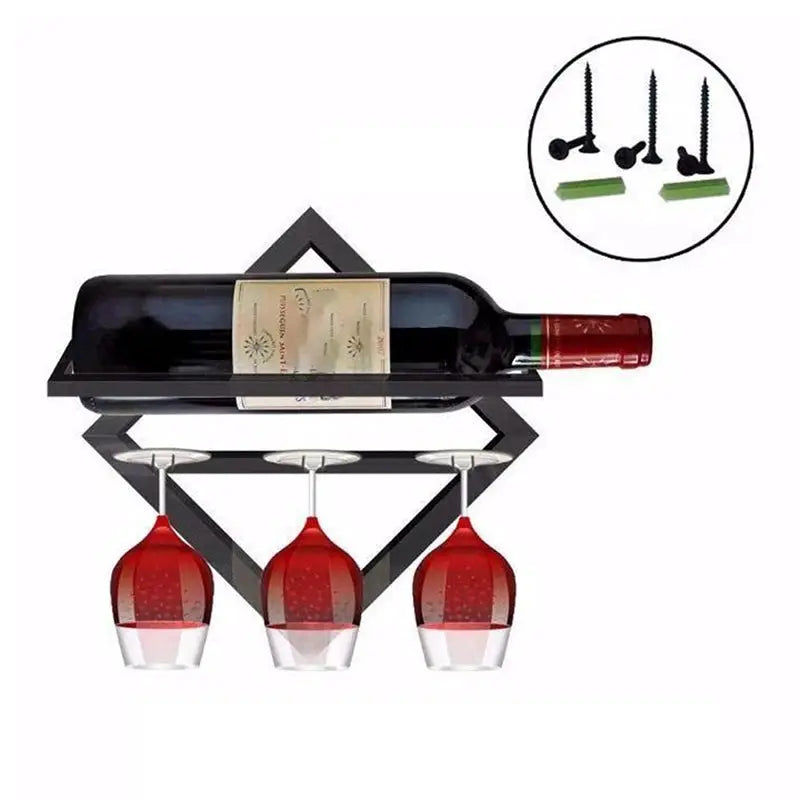 1PC Wall Mounted Upside Down Wine Rack Bottle Goblet Glass Holder Storage Organizer from PriceLows™