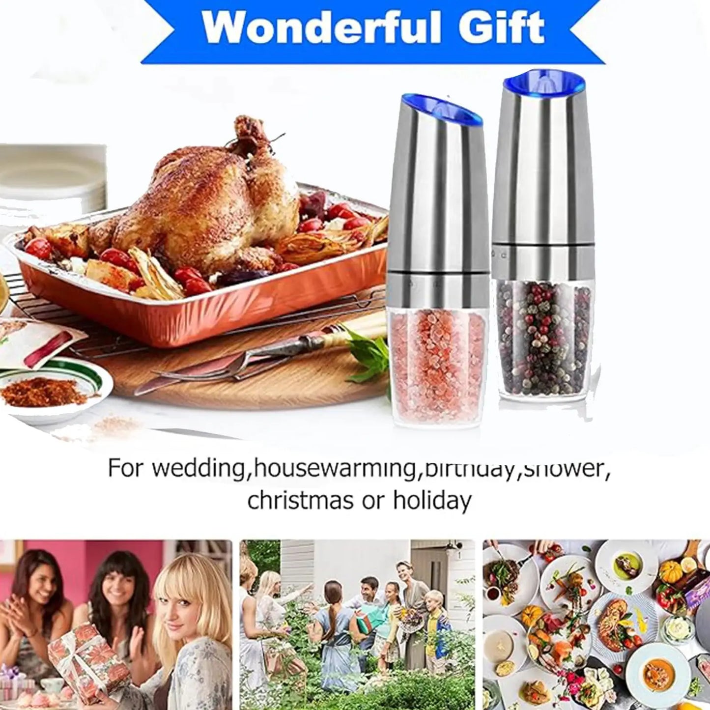 Electric Salt And Pepper Grinder Set | LED Light | One Hand Automatic | 1pc 2pcs