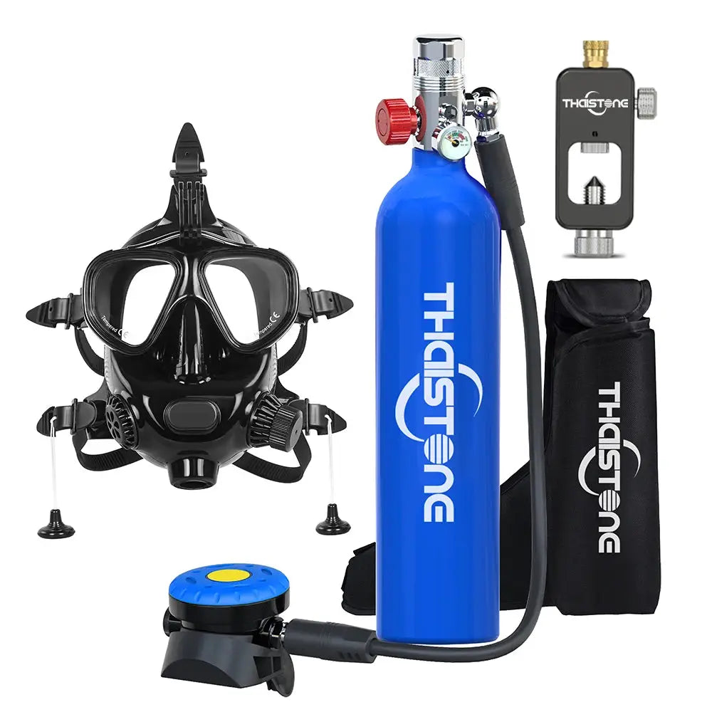 THAISTONE Colorful 1L Scuba Oxygen Tank Set with Full Face Mask, Backup Air Cylinder & Emergency Rescue Pony Bottle，15-25 Min from PriceLows™