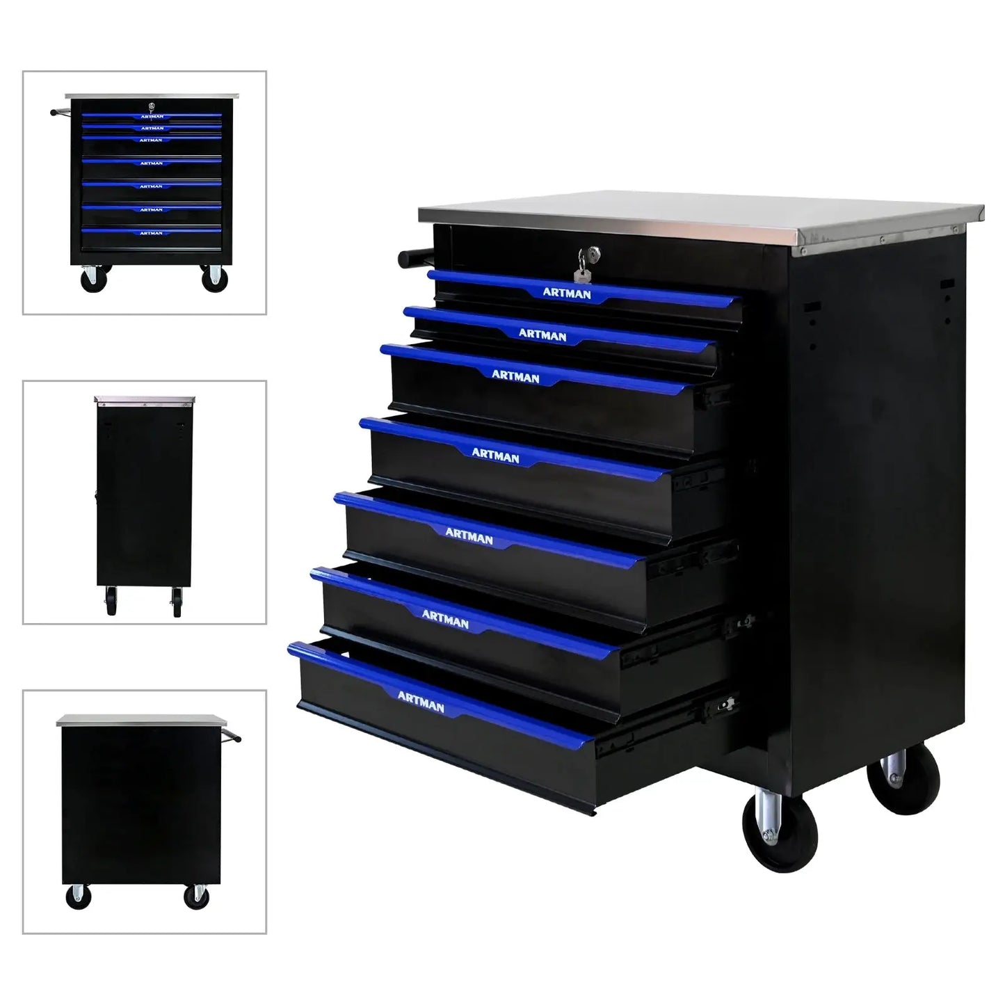 7 Drawer Rolling Tool Box Hardware Storage Tool Cabinet, Heavy Duty Steel Metal Cart, Lockable, Shop Garage NEW，red from PriceLows™