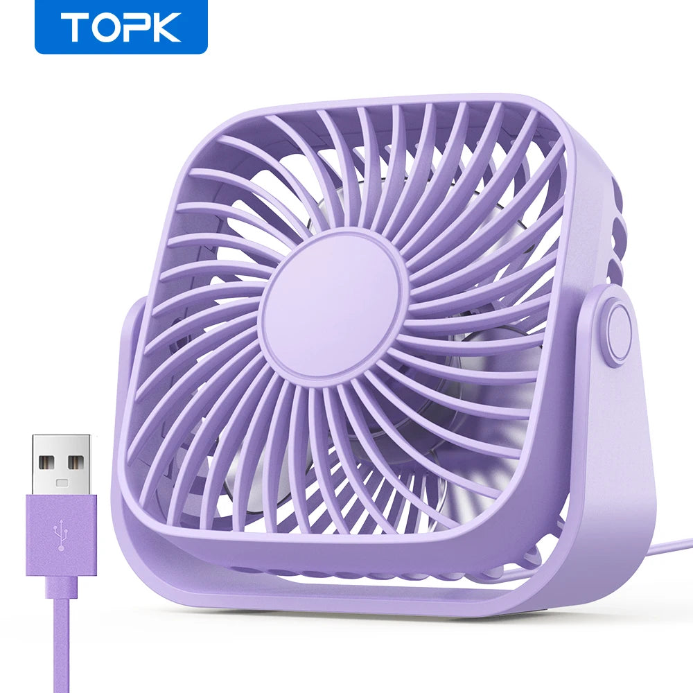USB Mini Portable Fan | 4 Inch | 3 Speeds | 360 Degree Adjustable
