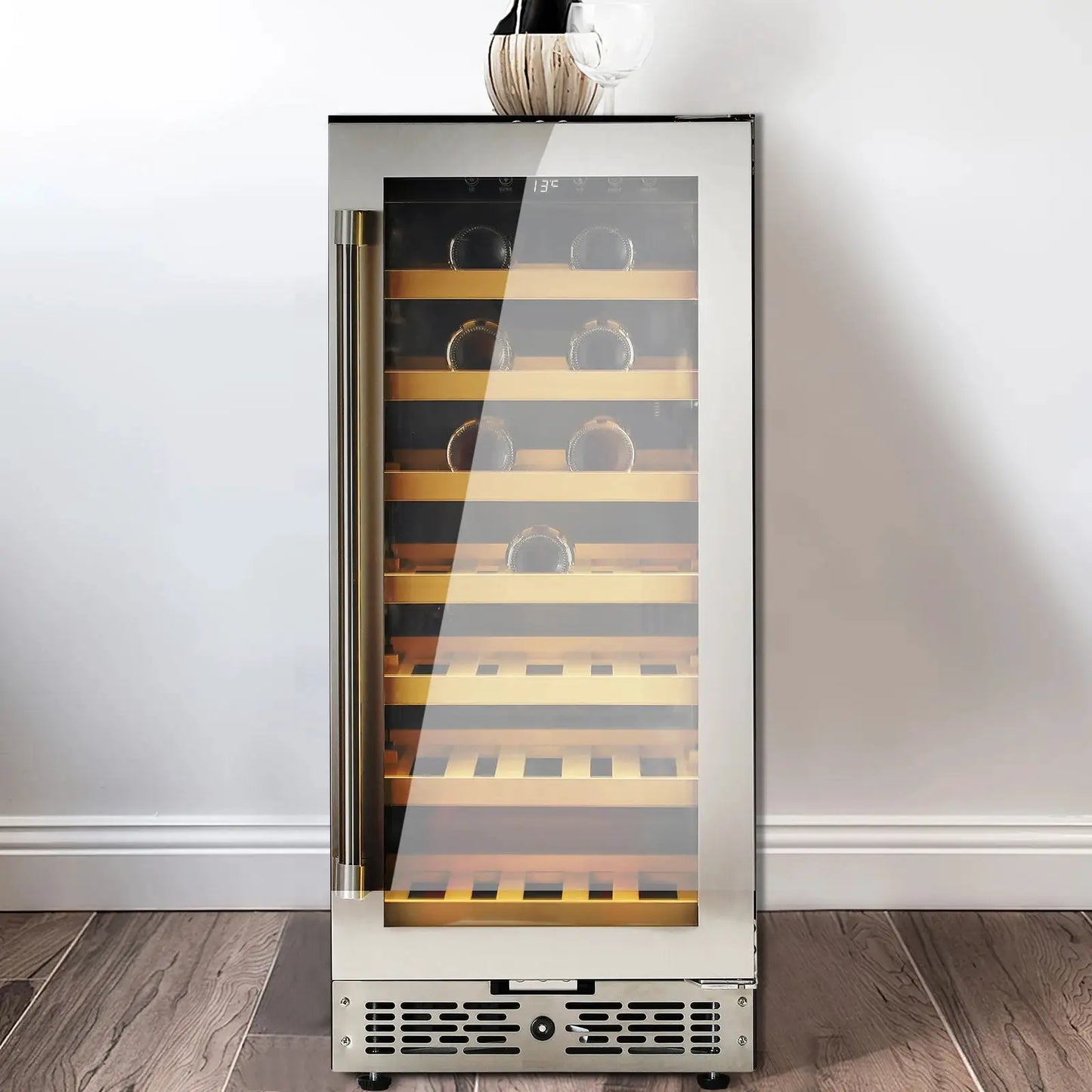 Beverage Fridge with Glass Door: 33 Bottle Wine Cooler Refrigerator - Small Wine Fridge for Bar Home & Party, 96L from PriceLows™