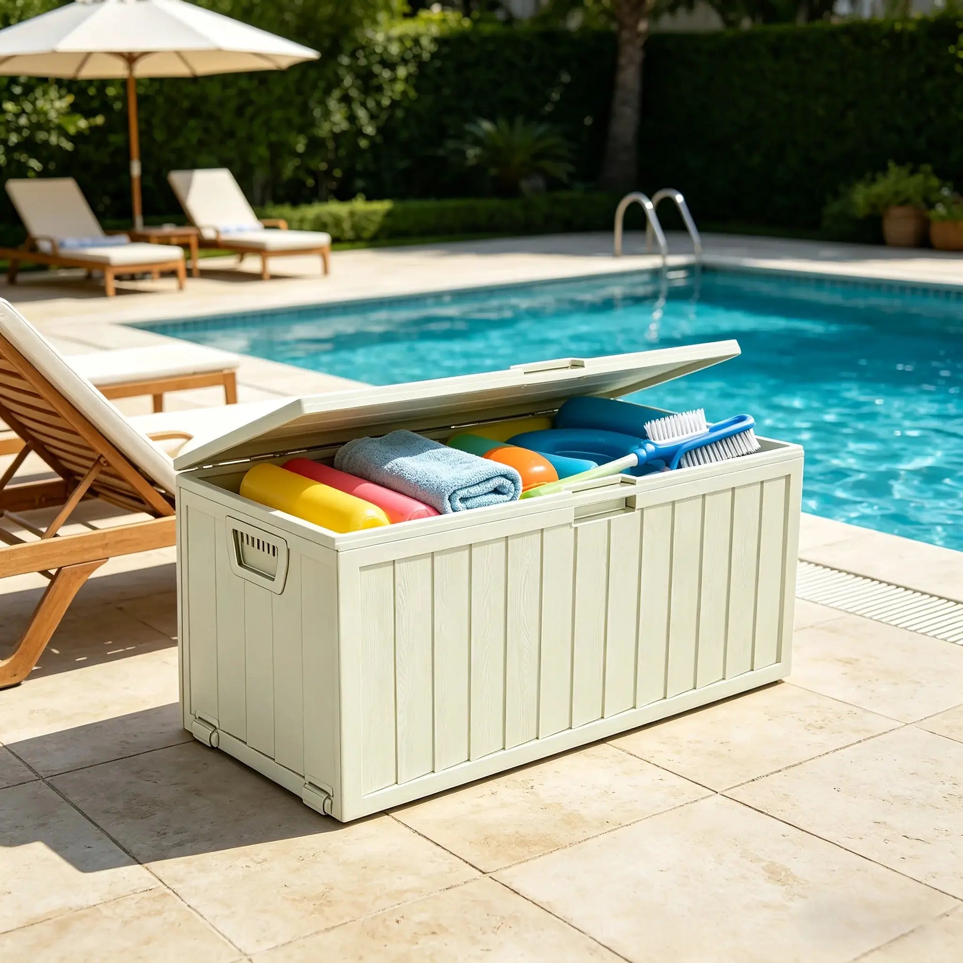 75/35 Gallon Outdoor Storage Box Waterproof Deck Box with Handles & Wheels, Large Patio Furniture Storage Cabinet for Pool Accessories, Tool Chests - Easy Assembly Rack System, Garden Tools Garage Mounted Storage Systems, Cab from PriceLows™