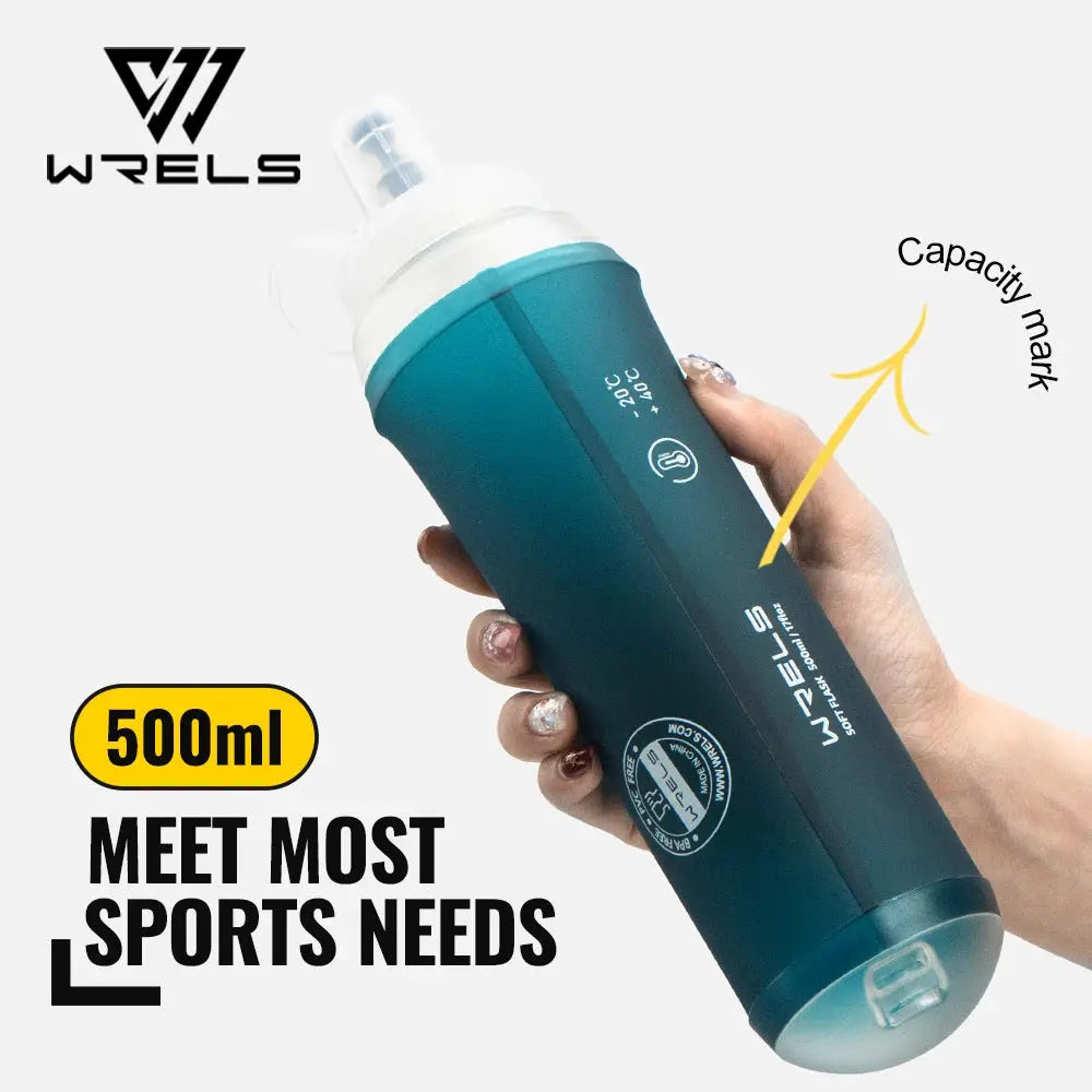 WRELS 500ML TPU Soft Folding Water Bottles BPA-Free Collapsible Sports Flasks for Hiking Climbing Camping Running Bottle from PriceLows™