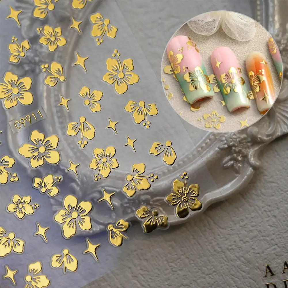 12Pcs 3D Gold Sliver Stars Nail Stickers Bronzing Starlight Nail Art Decals Self Adhesive Slider Decals DIY Nail Tips Decoration from PriceLows™
