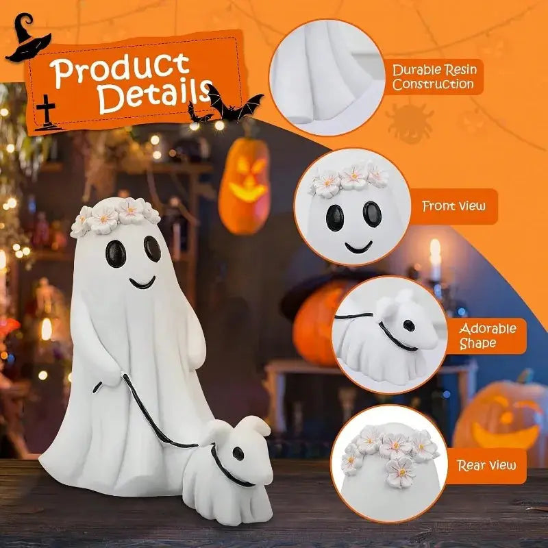 2025 Halloween Ghost Dog Walking Statue, Spooky Figurine for Holiday Decor, Indoor/Outdoor Ornament, Gift from PriceLows™