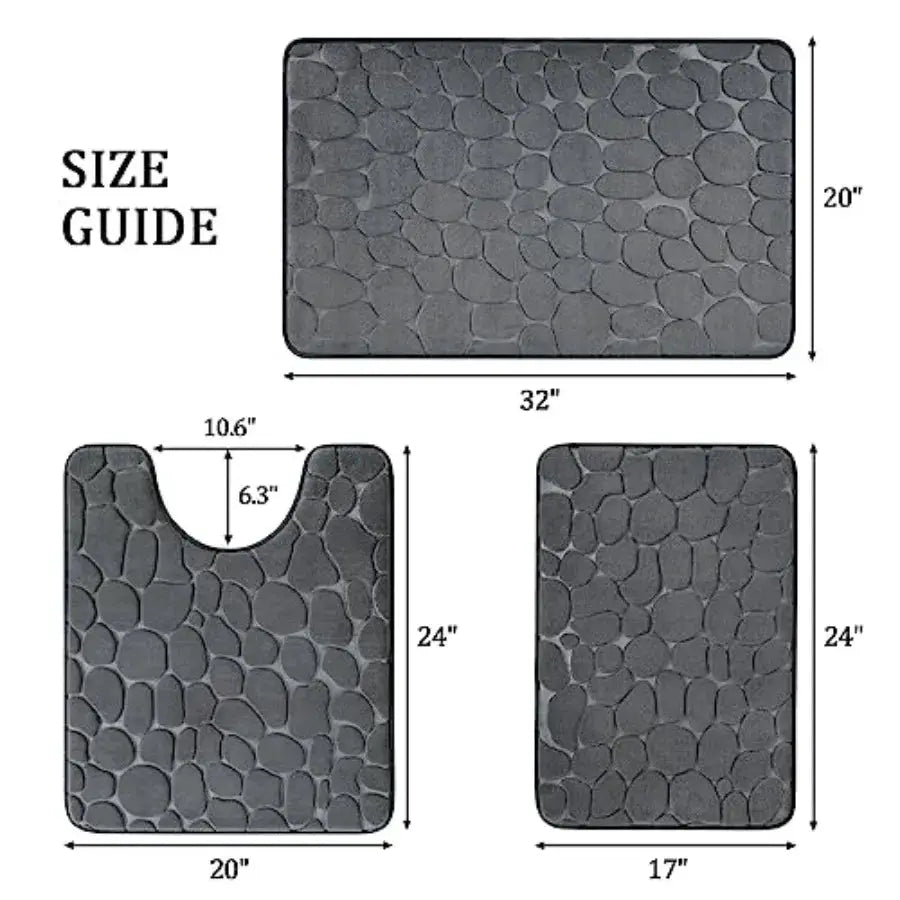 Bathroom Rugs Mat Set 3 Pcs, Memory Foam Bath Mats Sets, Non Slip Water Absorbent Washable Bath Rugs for Sink, Toilet and Floor from PriceLows™