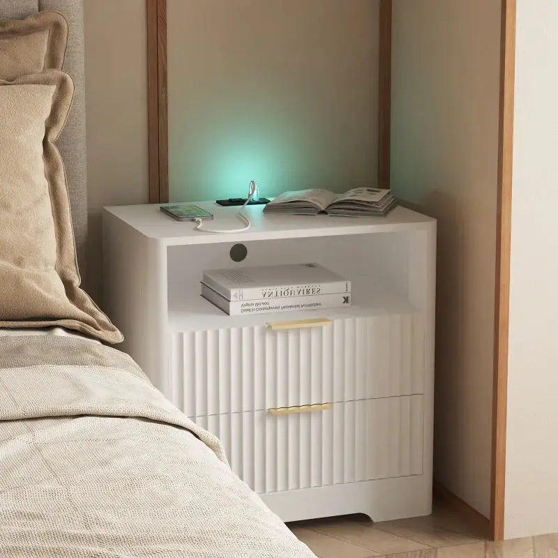 Nightstand with Charging Station, Smart Nightstand with Night Light,Bedside Tables with Storage Cabinet for Bedroom from PriceLows™