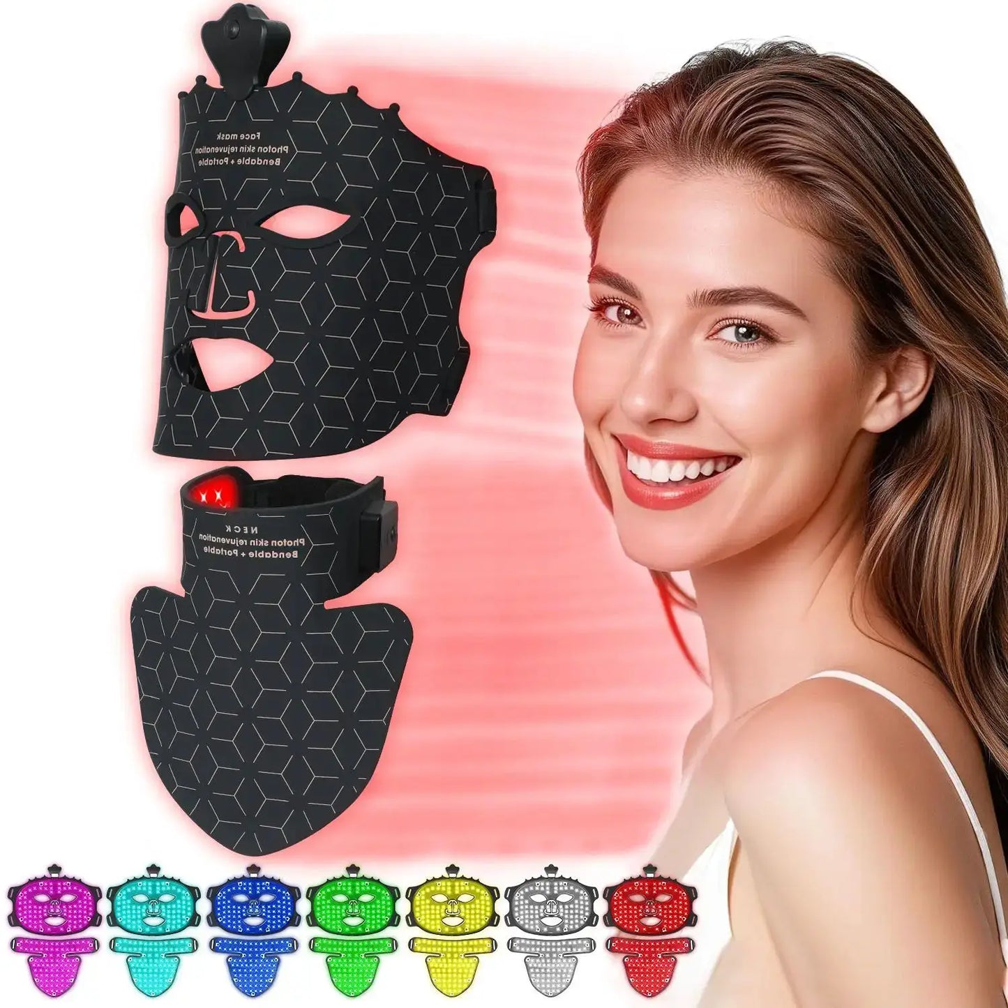 Red Light 7 Colors LED Face Mask Therapy Beauty Mask for Anti-Aging Wrinkles Skin Rejuvenation Lifting Tighten Home Use Tool from PriceLows™
