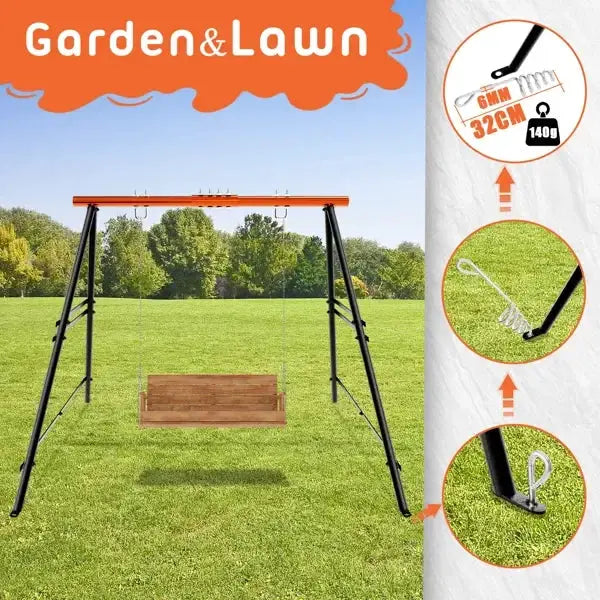 Swing Sets for Backyard, Outdoor Porch Swing Frame, Hammock Chair Stand Only, Max Load 550Lbs A-Frame from PriceLows™