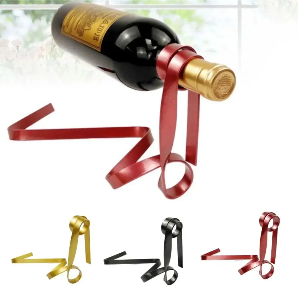 Creative Floating Ribbon Wine Rack Suspended Table Decoration Cabinet Stand Bracket Iron Poised Bottle Holder Home from PriceLows™
