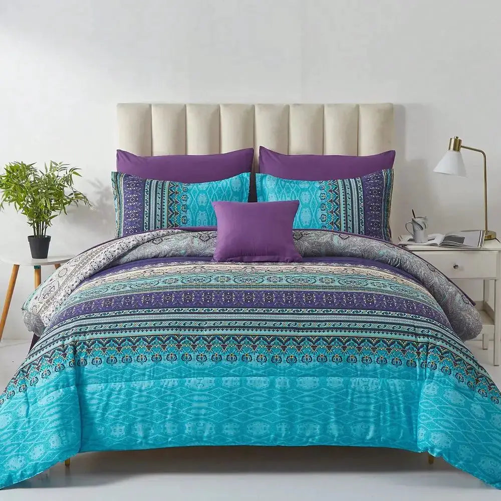 8 Pieces Burnt Orange Grey Purple Comforter Sets Queen King Size Boho Comforter Set Paisley Floral Comforter And Sheet Set Soft from PriceLows™