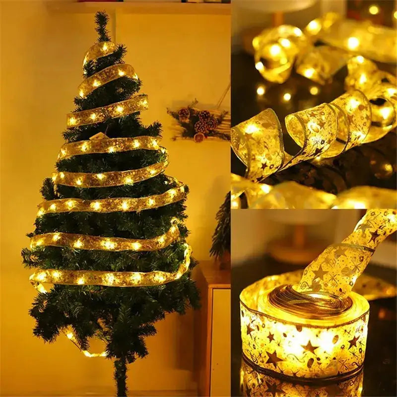 Indoor String Lights Battery Operated Christmas Ribbon with Lights Christmas Tree Accessories Decoration for Christmas New Year from PriceLows™