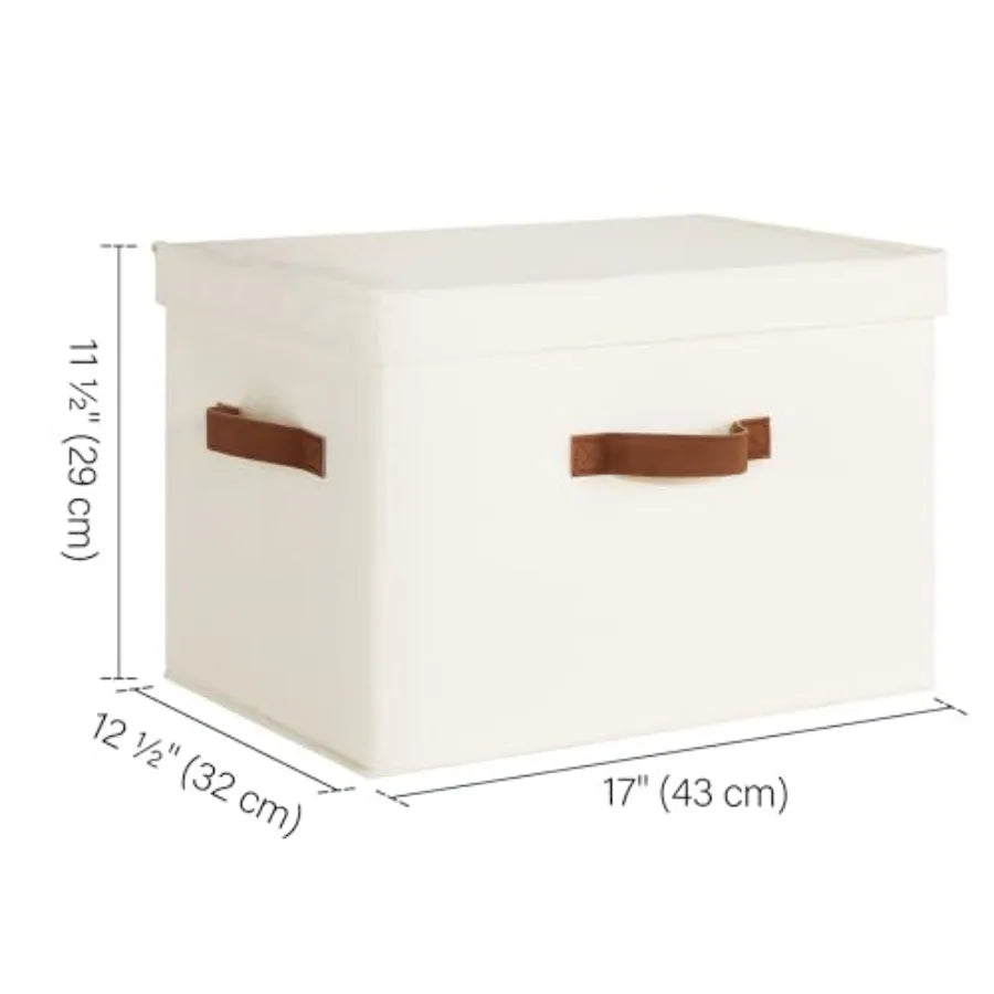 Fabric Storage Bins with Lid, Decorative Storage Boxes for Shelves, Stackable Closet Organizer Basket with Handles,,, 2-Pack from PriceLows™