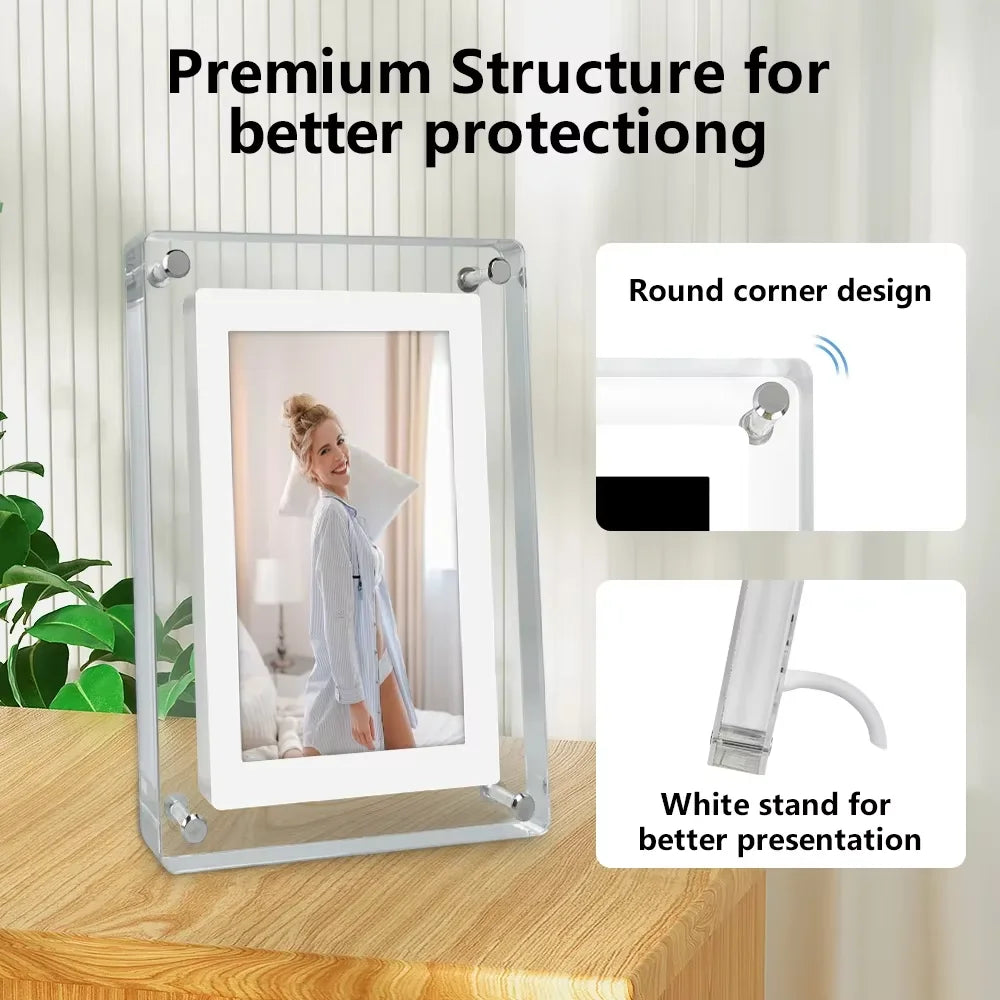 Digital Photo Frame | 5 Inch IPS Display | 4GB Built In Memory | White