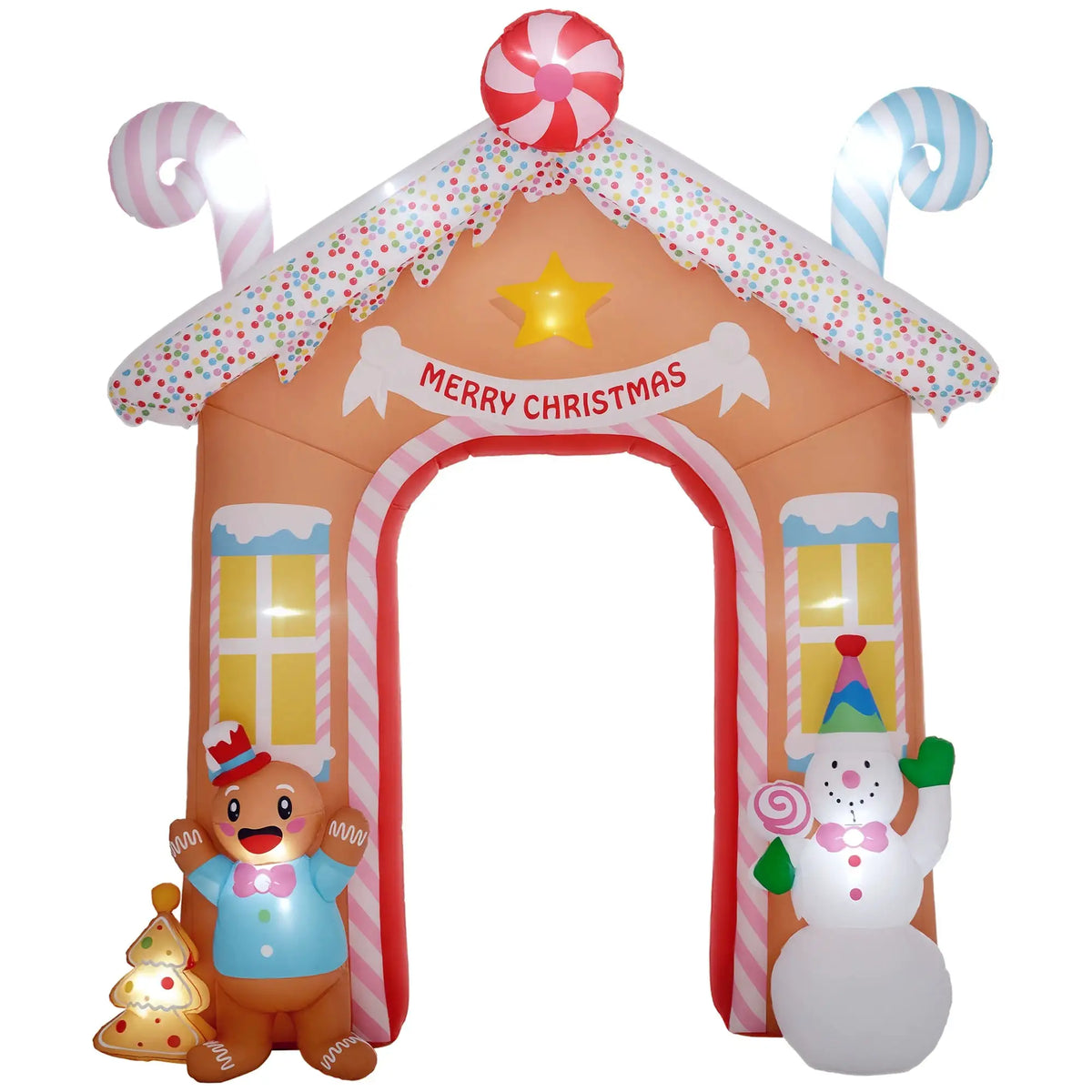 Christmas Inflatable Gingerbread Archway | 10 Feet | Built-In LED Lights