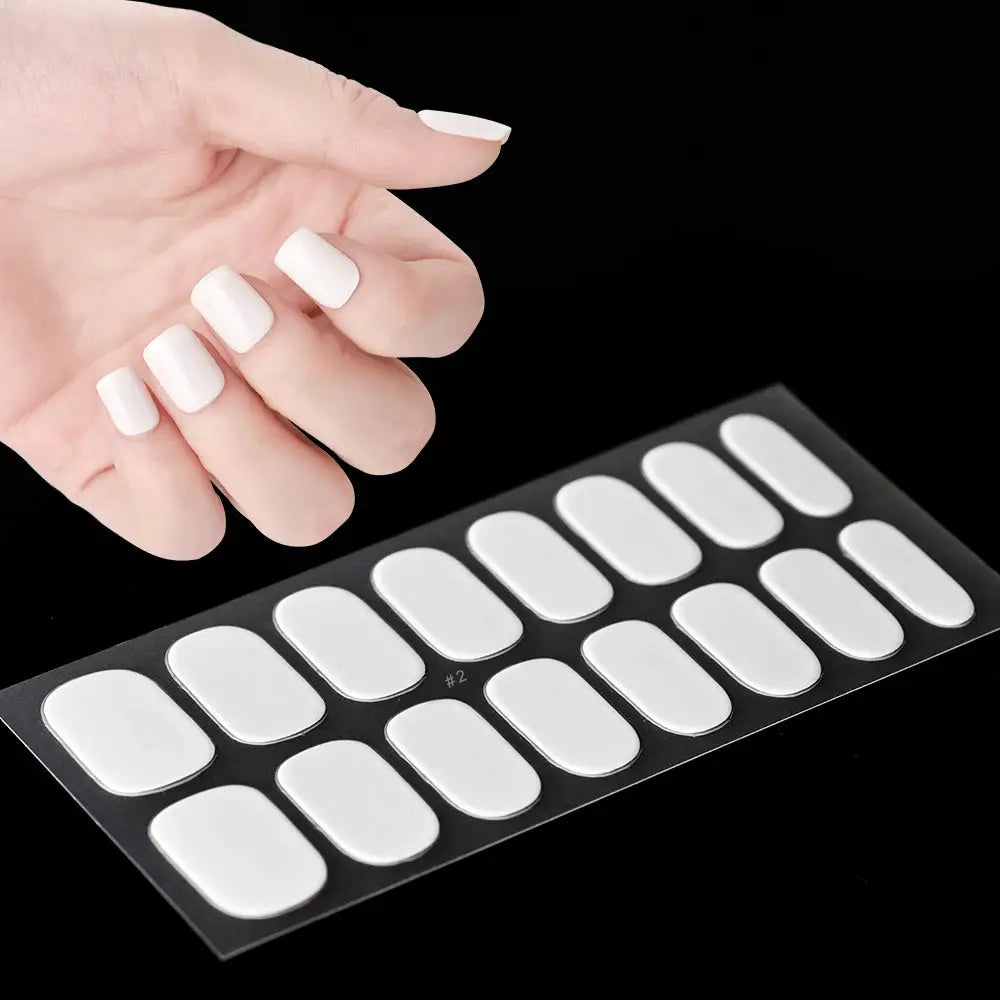 1Pcs Semi-Cured UV Gel Nail Sticker Pure Color Full Cover Waterproof Long-lasting Nail Strips 16Tips DIY Nail Polish Stickers *& from PriceLows™