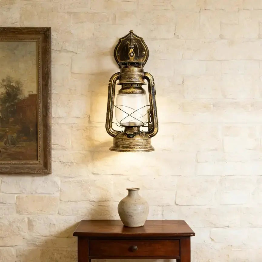 Bymaocar Industrial Antique Bronze Plastic Lantern Sconce Indoor Garden Porch Exterior Wall Light for Home Yard Patio Decor from PriceLows™