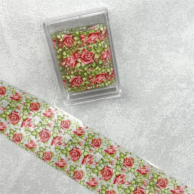 1Pc 100cm Flower Nail Foils for Transfer Paper Floral Stickers Rose Nails Wraps Tulip Nail Art Decorations from PriceLows™