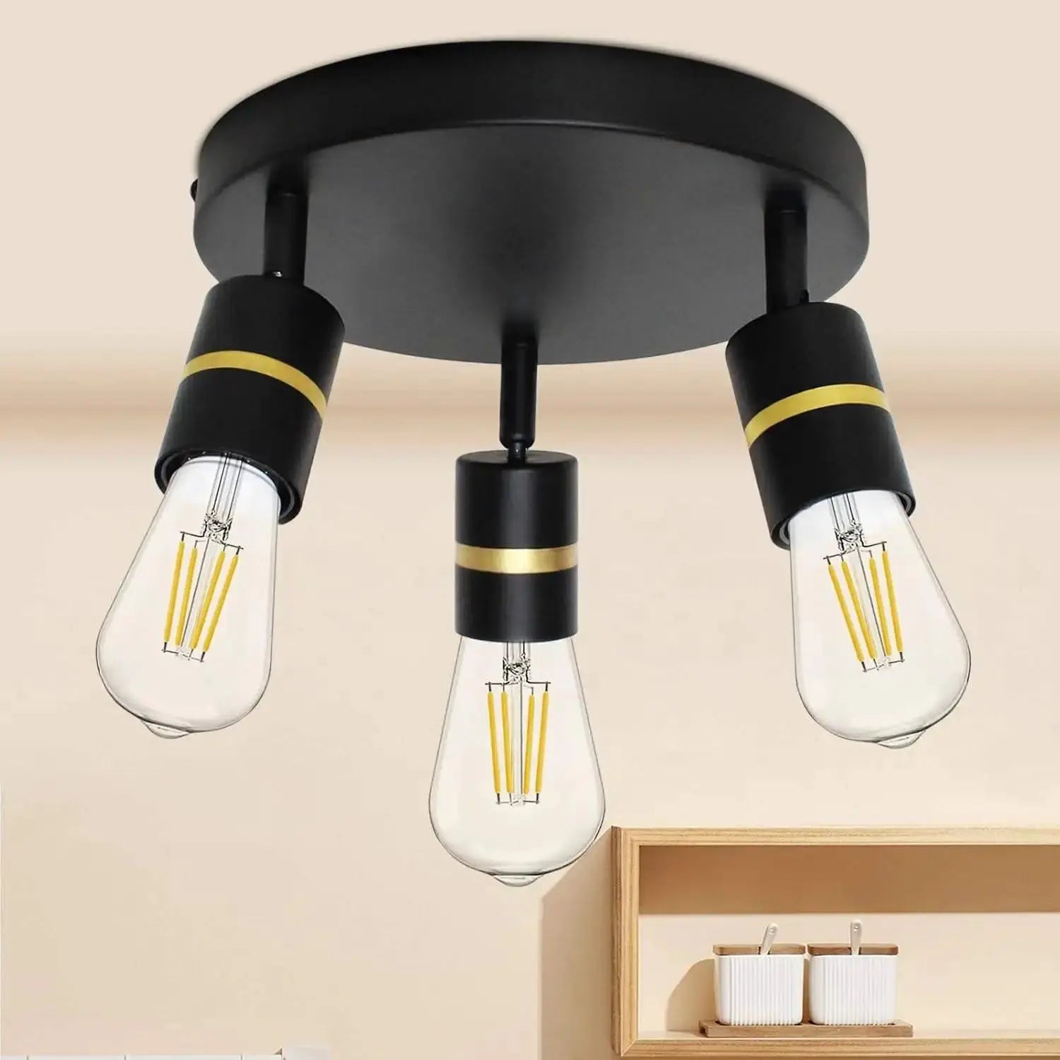 Hot Sale 3-Light Minimalist Wall Lamps Black and Gold LED Track Lighting Ceiling Light for Home Restaurant from PriceLows™