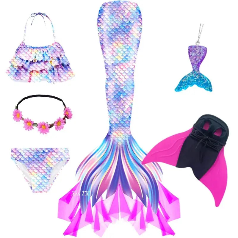New Girls The Little Mermaid Tails Boy Memaid Swimsuit Bikini Bathing Suit Halloween Costume Girll Can add Monofin For Pool from PriceLows™
