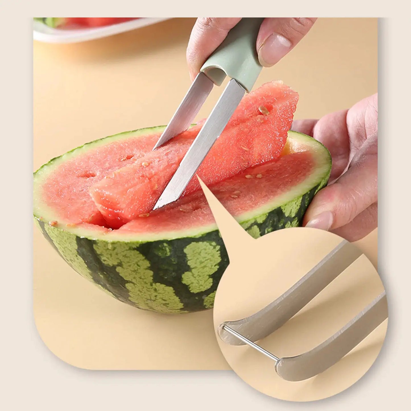 Watermelon Fork Slicer Cutter Stainless Steel Watermelon Popsicle Cutter for Camping Kitchen Gadgets from PriceLows™