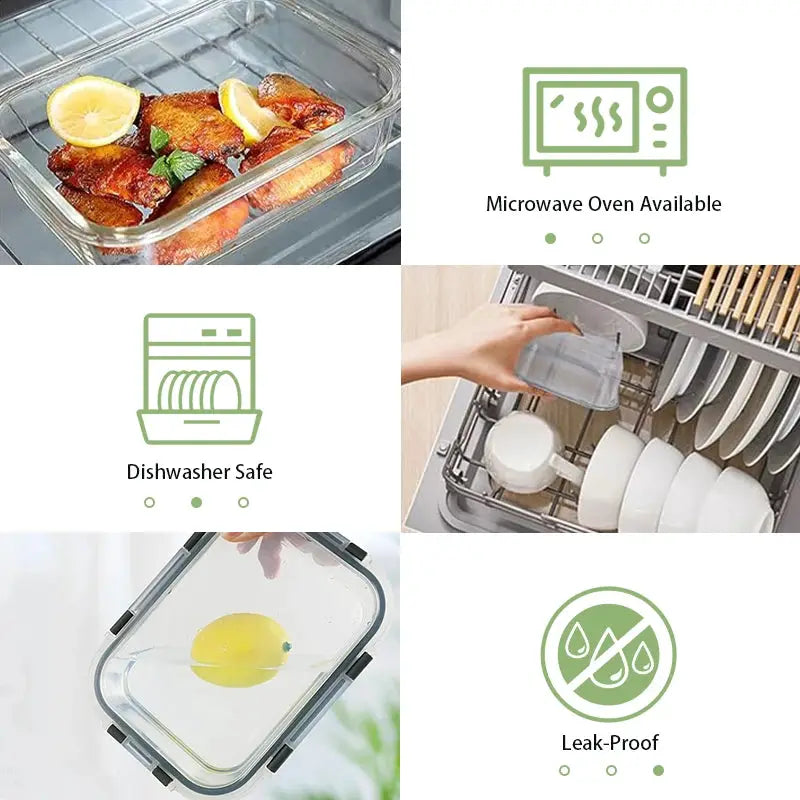 12pcs Glass Lunch Box Food Storage Containers Meal Prep Airtight Bento Boxes for Microwave Oven Freezer and Dishwasher BPA Free from PriceLows™