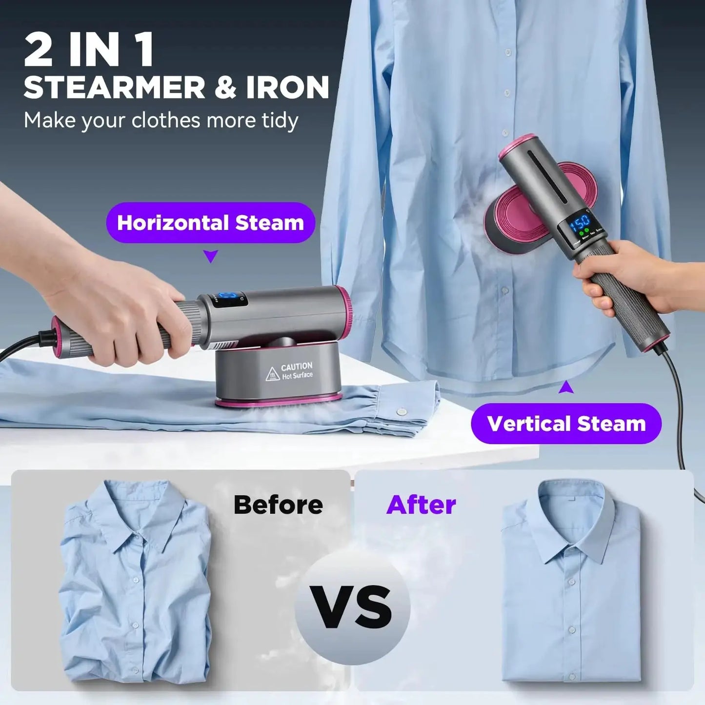 Handheld Garment Steamer | 1200W Fast Heating | Portable Mini Travel Iron