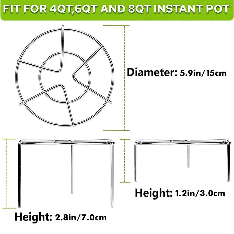 Steamer Rack | Tall Trivet | Stainless Steel | 6-8 Qt Instant Pot 2 Piece