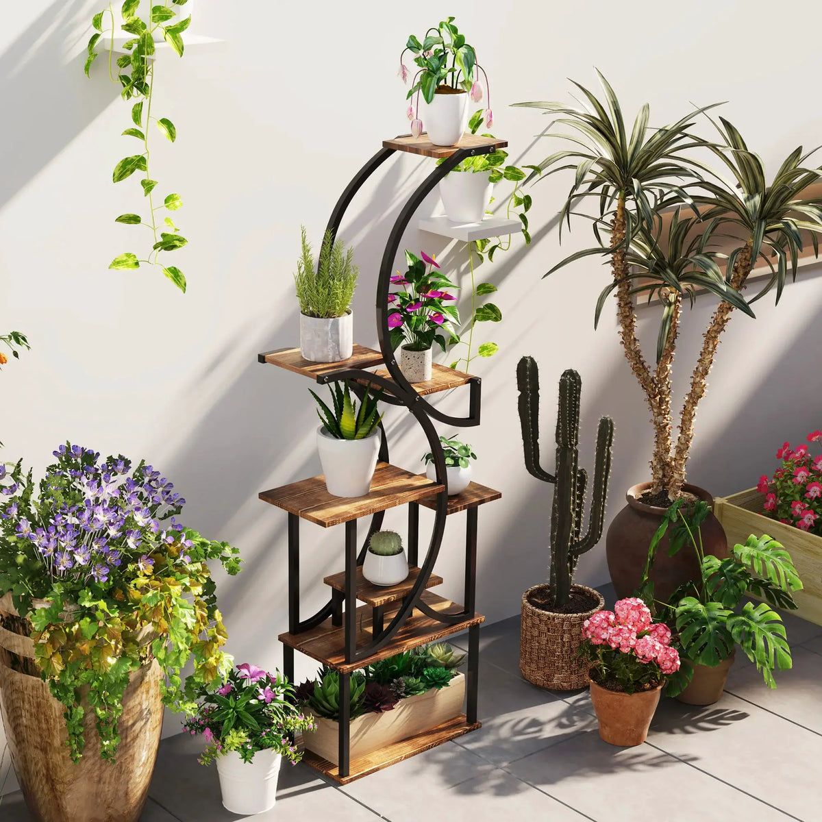 Indoor Plant Stand | 8 Tier S Shaped | Metal Frame | 62 Inch