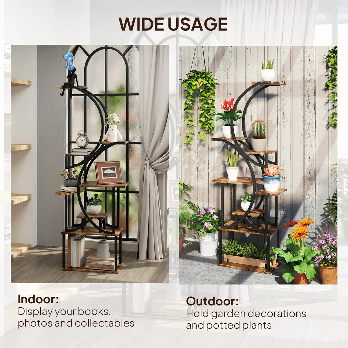 Indoor Plant Stand | 8 Tier S Shaped | Metal Frame | 62 Inch