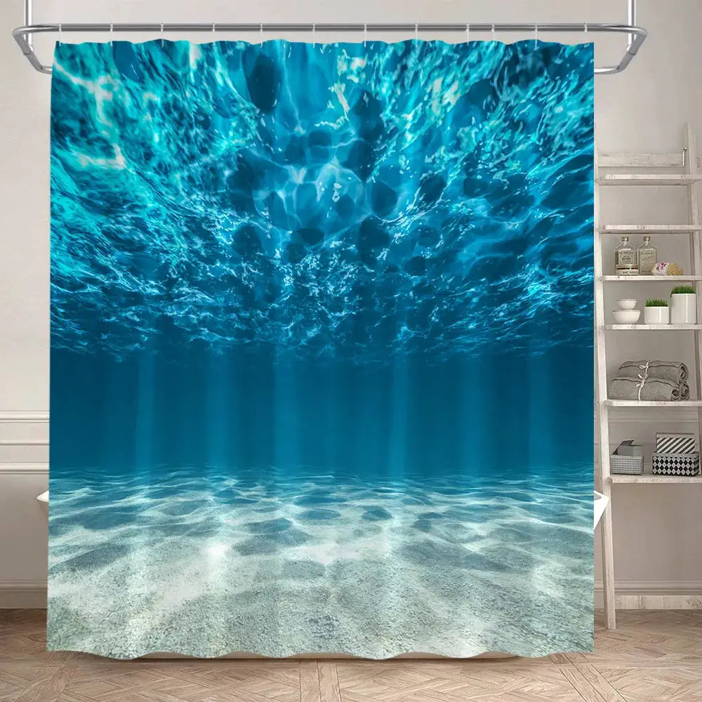 Ocean Animals Sea Turtle Shower Curtains Tropical Fish Coral Underwater Nature Scenery Child Bath Curtain Home Bathroom Decor from PriceLows™