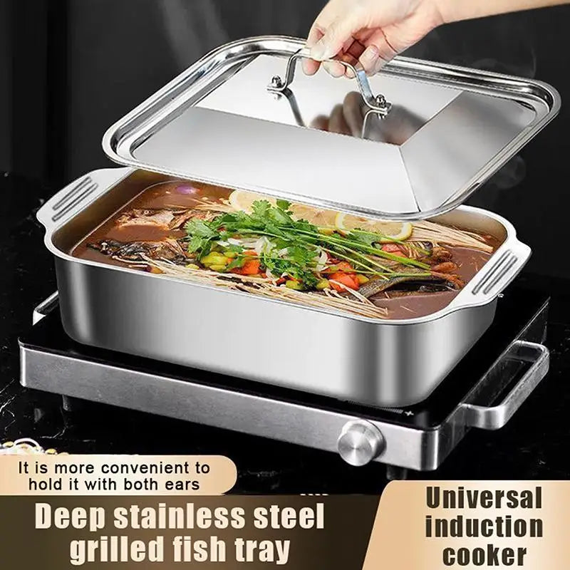 Baking Pan | Stainless Steel | Oven Safe With Sealed Lid | Dishwasher Safe