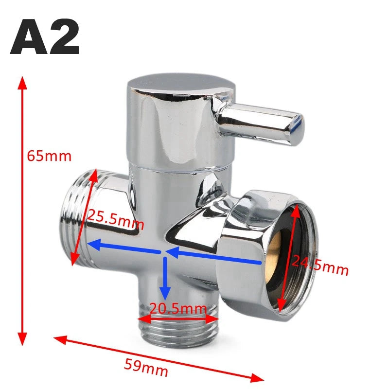 Shower Diverter Valve | 3-Way Brass | G1/2 G3/4 Threads | Shower Arm Adapter