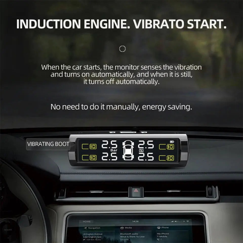 USB/Solar TPMS Wireless Tire Pressure Monitoring 4 Sensors Car Tire Temperature Tire Pressure Monitor Safety Alarm from PriceLows™