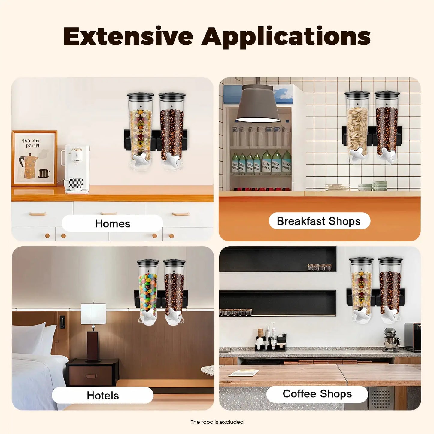 Cereal Dispenser with Cup Wall Holder Screw Set Large Capacity for Storing Nuts, Coffee Beans Candies Cereals Storage Assistant from PriceLows™