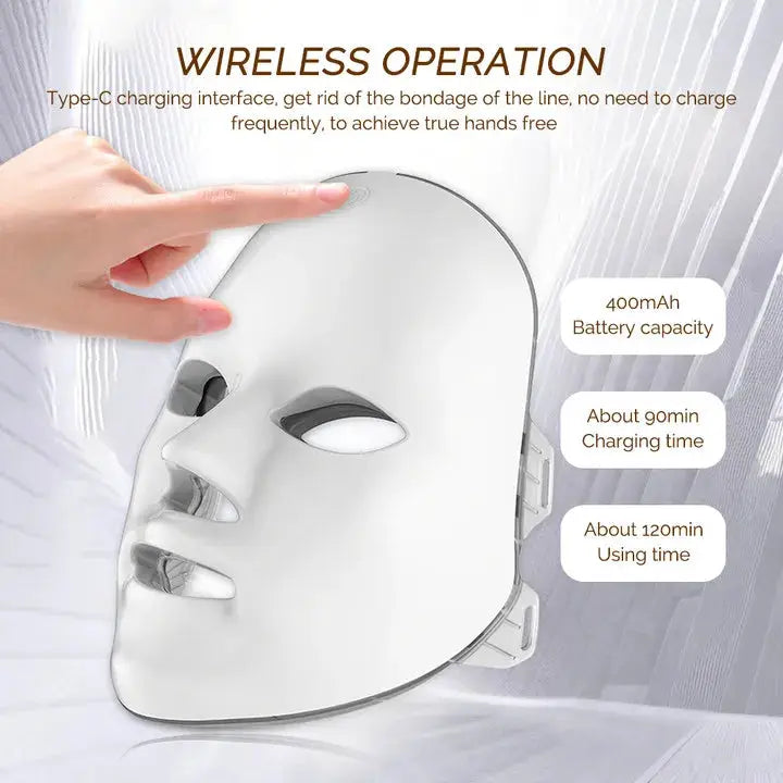 Rechargeable Led Facial Mask | 7 Color Therapy | Skin Rejuvenation