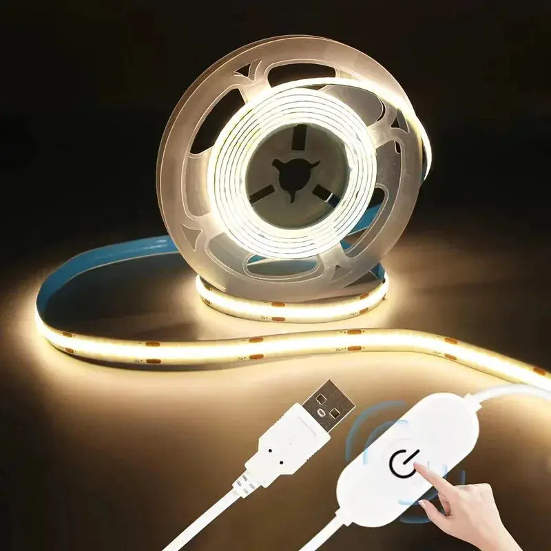1m-5m USB COB LED Strip Light 5V 320LEDs/m DIY TV Mirror Backlight Flexible Ribbon Tape Touch Sensor Dimmable Kitchen Room Lamp from PriceLows™