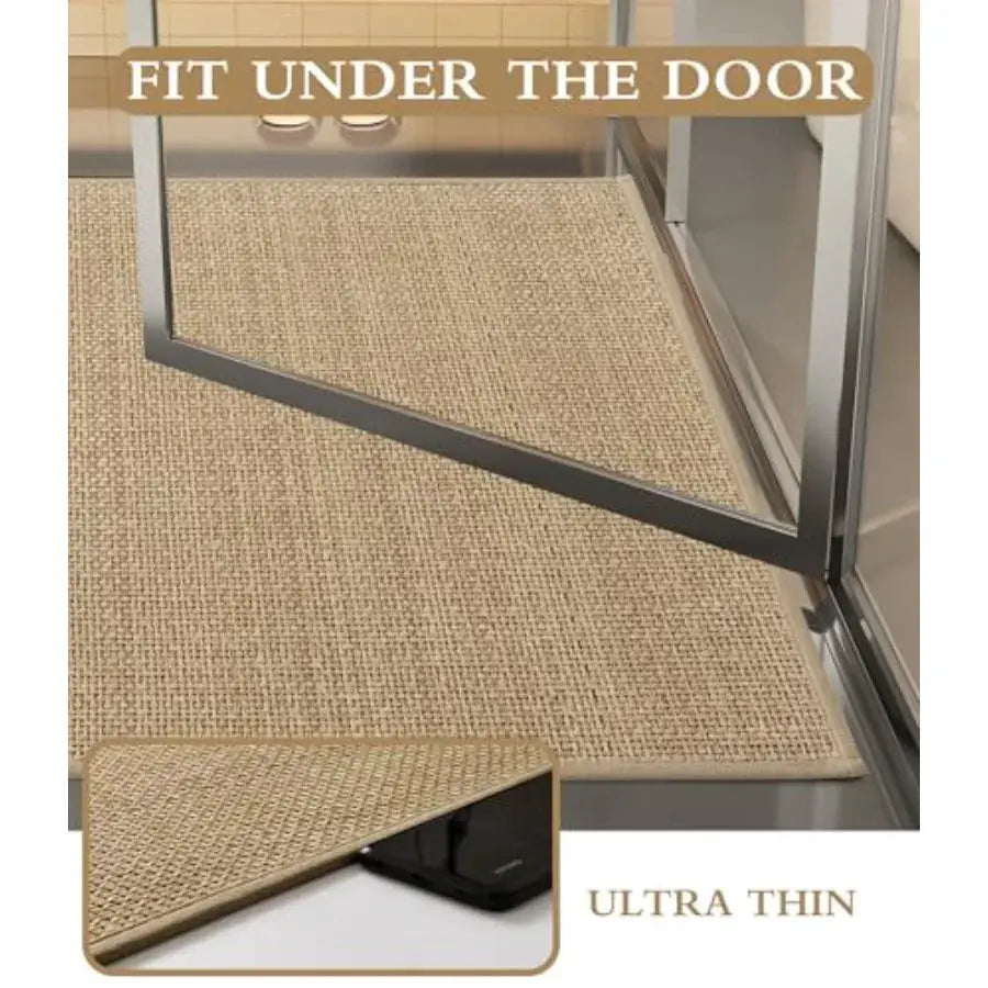 Bathroom Rugs Sets 5 Pieces Ultra Thin Bath Mats Fit Under Door Absorbent Quickly Dry Rubber-Backing Braided Bath Mat Set Non S from PriceLows™